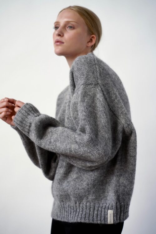 Ire Knitted Sweater Grey Melange Wool Sustainable