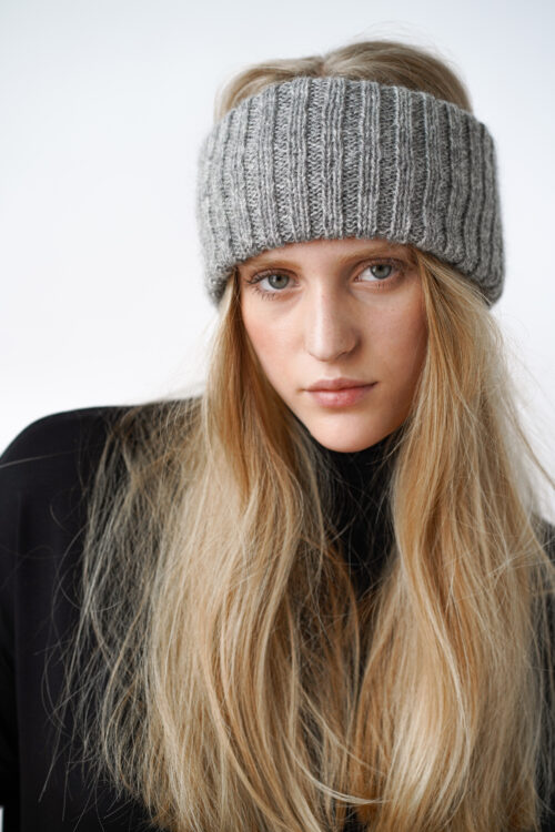 Eya Knitted Headband - Grey sustainable wool gotland