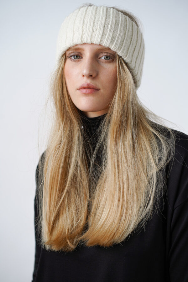 Eya Knitted Headband Ivory Wool Gotland Sustainable White