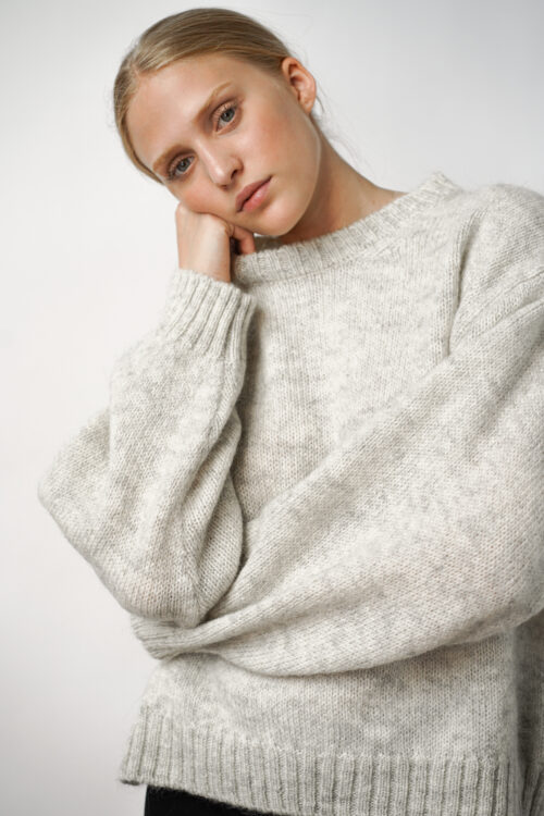 Ire Knitted SweaterSand Melange Beige Wool Sustainable Gotland