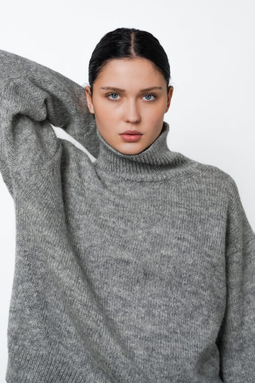 Oma Knitted Turtleneck - Grey - residusofficial.com
