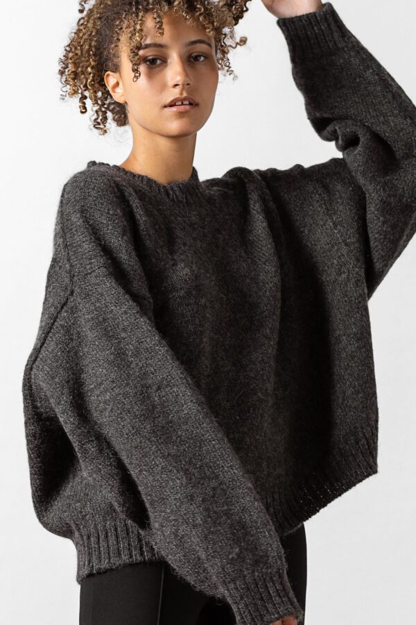 Ire Sweater - Dark Grey Melange - Wool Gotland Sustainable